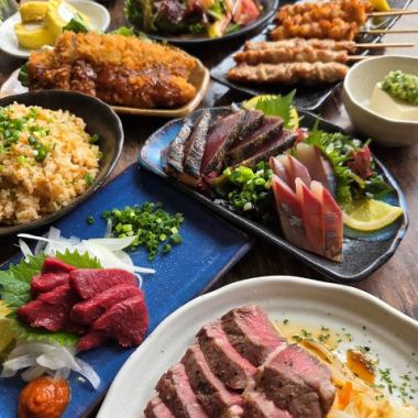 現金特典あり！会津名産馬刺とお刺身、牛ステーキが楽しめる贅沢コース　飲み放題付き５５００円