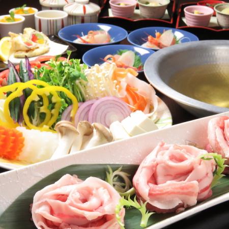 May and June: Noto Pork Stock Shabu-Shabu [Hana Course] 90 minutes with all-you-can-drink, 8 dishes, 6,500 yen (tax included)