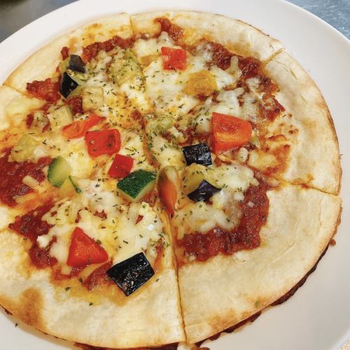 【ランチセット】グリル野菜のミートピザ