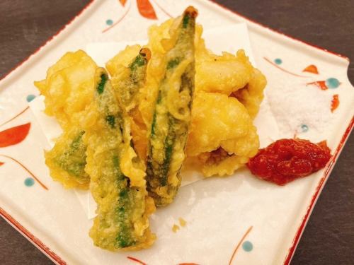 鱧とオクラの天ぷら