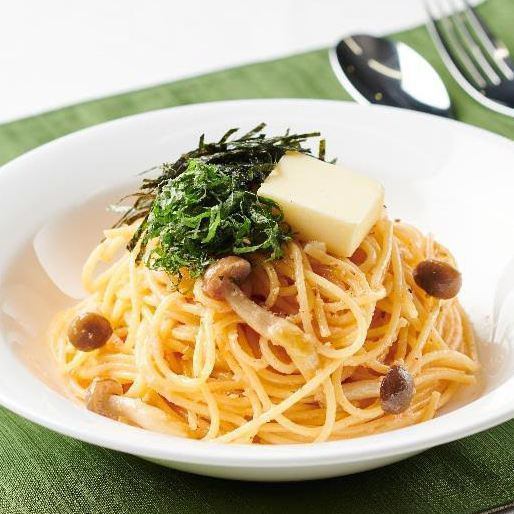 Perilla-flavored Mentai Cream Spaghetti (with salad)