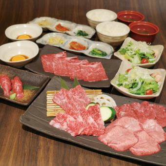 平日限定500円引き＜福 会食＞希少部位を含む和牛3種を楽しむランチタイムの会食全7品