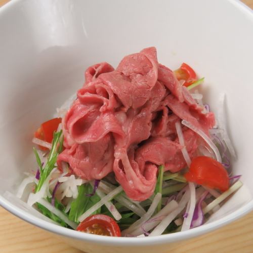 Wagyu beef shabu-shabu with radish salad