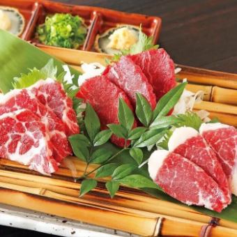 ☆3時間飲み放題付き【全11品 6000円】食べ比べ熊本産馬刺し霜降り&ユッケ 贅沢プラン《歓迎会》