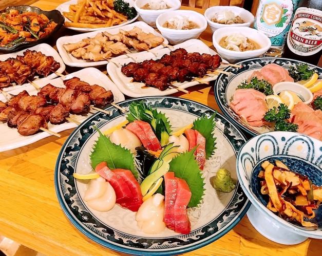 ２時間３０分飲み放題付【人気コース5000円】串焼き４種/肉刺２種/煮込み/揚物等ボリューム◎