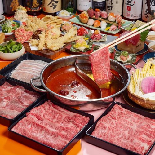 Using A5 rank Japanese black beef ☆ Luxury all-you-can-eat course including shabu-shabu, tempura, and other special dishes