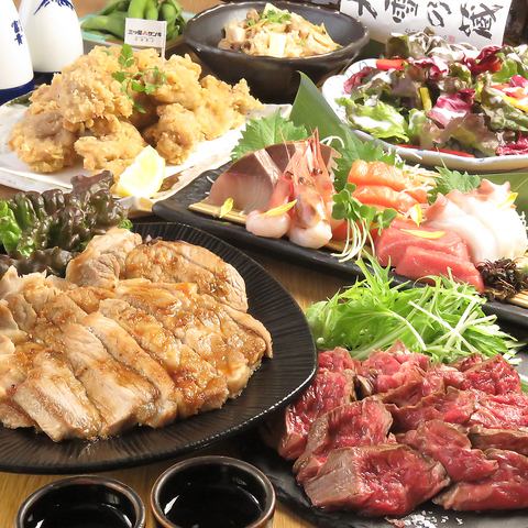 {Blissful Course} Luxury banquet featuring two kinds of Hokkaido beef and pork steak, seafood tempura, etc.★