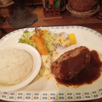 ハンバーグ＆海老フライ（和風 or 洋風）