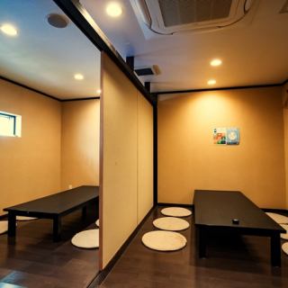 座敷席はゆったり広々とお使いいただけますので、団体様でもご安心ください！楽しく宴会で盛り上がりましょう！