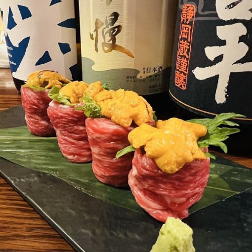 【肉&魚贅沢コース】大漁いくらサーモンこぼれ寿司と赤身ステーキ全12品+120分［飲放］⇒5000円