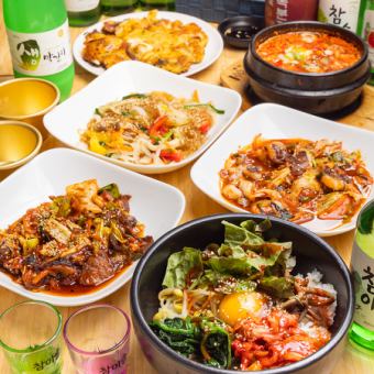 [Recommended for welcoming and farewell parties] 2 hours of all-you-can-drink, 6 dishes including seafood chijimi and hot stone bibimbap, 4,500 yen (tax included)