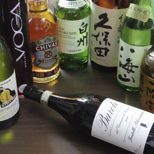 豊富なワインと日本酒◎
