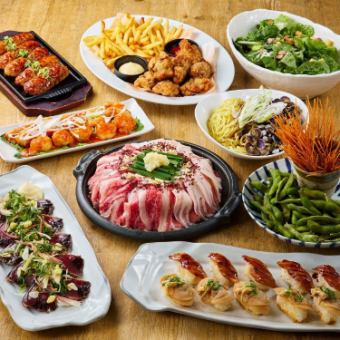 日本三大和牛、近江牛和霧島黑豬，佐以貝類高湯，盛於陶瓷盤中 ◇ 春季盛宴套餐 ◇ 2.5 小時暢飲，4,500 日元