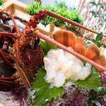 Assorted seasonal sashimi with spiny lobster