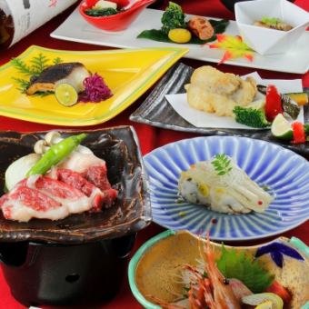 ◇4月季節の会席コース・ズワイガニ天ぷら・火の本豚等【全10品】110分飲み放題付税込7700円