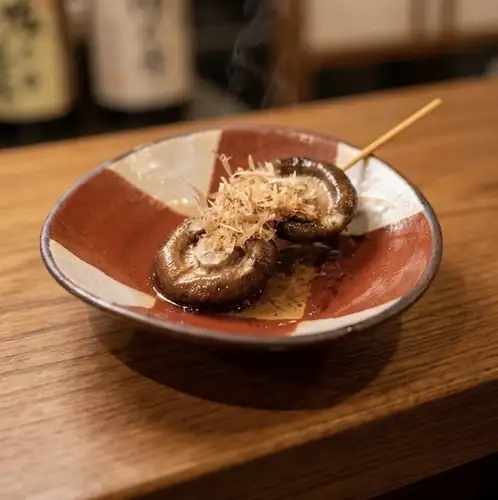 Oden with shiitake mushroom skewers
