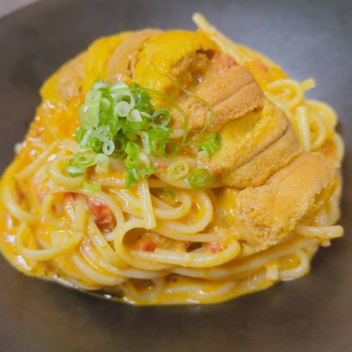 Tomato cream pasta with specially selected Hokkaido sea urchin