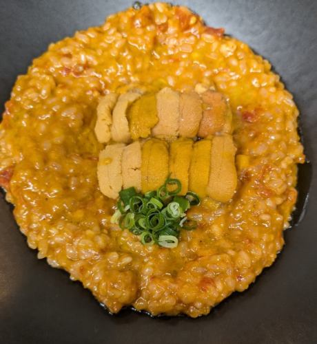 Tomato cream risotto with Hokkaido special sea urchin