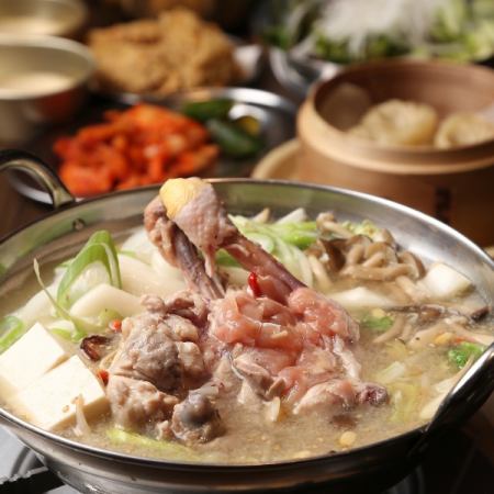 한국풍 닭 냄비 코스(전 7품) 120분 무제한 4000엔⇒3500엔【아카시 개인실/대인원】
