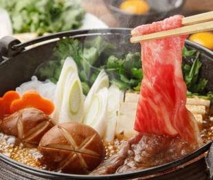 3時間プレミアム飲み放題付き【豪華すき焼き鍋コース】全10品　税込8000円　★完全個室確約★