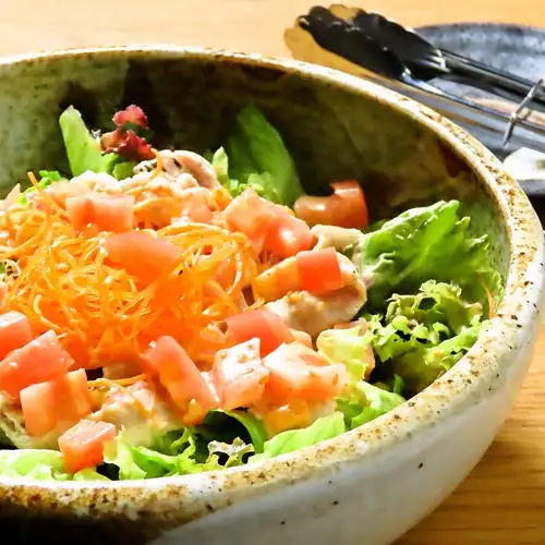 Japanese-style salad with daikon radish and tofu