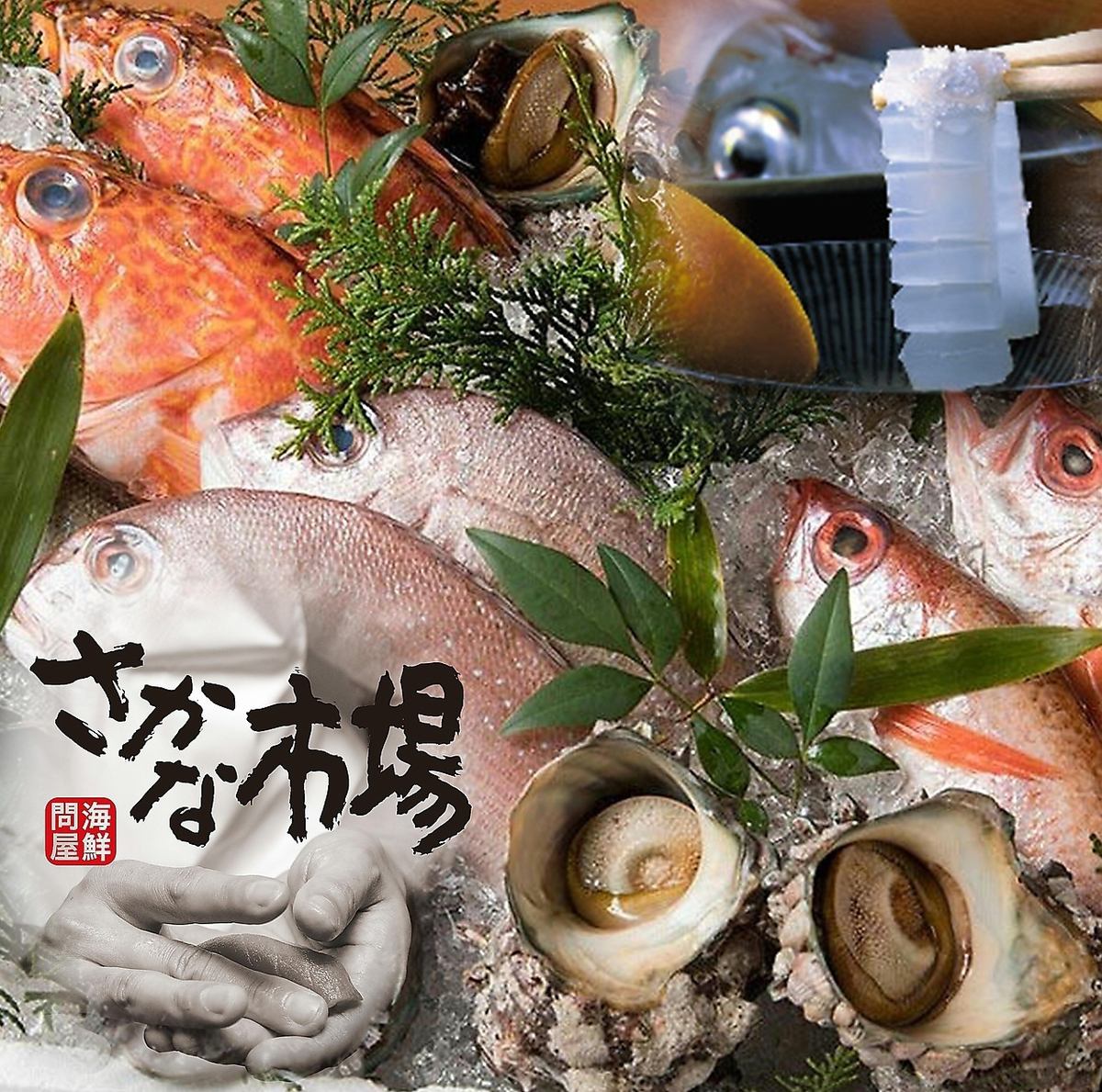 魚市特產“魷魚的生魚片”等美味魚的價格實惠