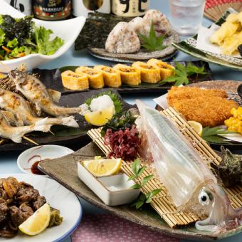 Summer party [Evening Primrose] Enjoy live squid, grilled sweetfish, eel omelet, and fried horse mackerel from Matsuura (120 minutes all-you-can-drink included)