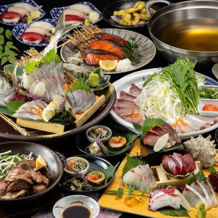 Winter banquet [Tsubaki] Special course of cold yellowtail shabu-shabu, live squid, carefully selected sashimi, beef tongue, and sushi (2 hours all-you-can-drink included)