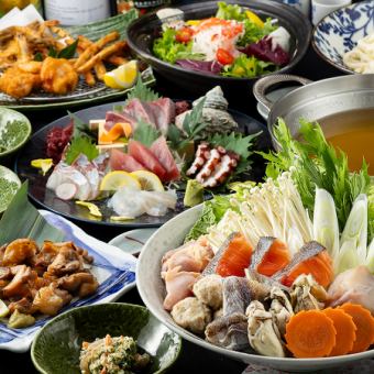 冬宴会【福寿草(ふくじゅそう)】海鮮ちゃんこ鍋やお造り、あんこう唐揚等《120分飲み放題付》