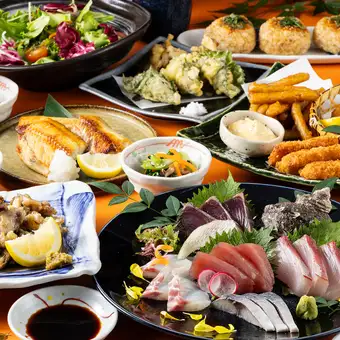秋宴会【紅葉(もみじ)】刺身5種や鶏ハラミ焼き、縞ホッケ塩焼きや舞茸天ぷら《120分飲み放題付》