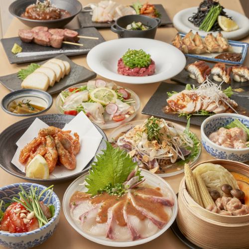 聚会佳选!套餐包含精心挑选的创意菜肴、砂锅饭以及无限畅饮的生啤,仅需3500日元。接受2人及以上团体预订!