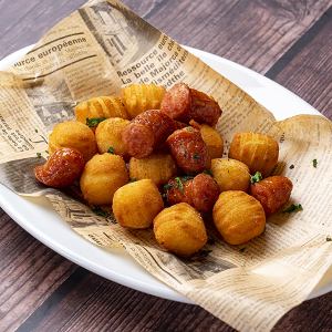 fried gnocchi and sausage