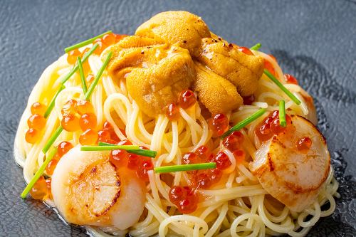 [New release] Premium sea urchin spaghetti ~ Hokkaido saltwater sea urchin, scallops, and salmon roe ~