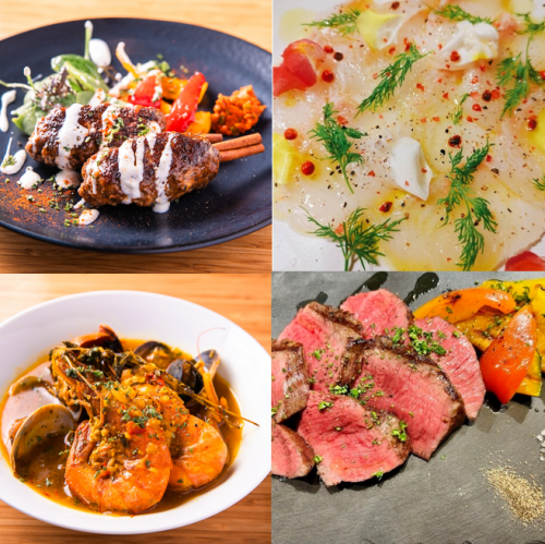 【可以享用時令食材的意大利料理】羊肉串等，各種發揮香料和香草風味的菜餚♪