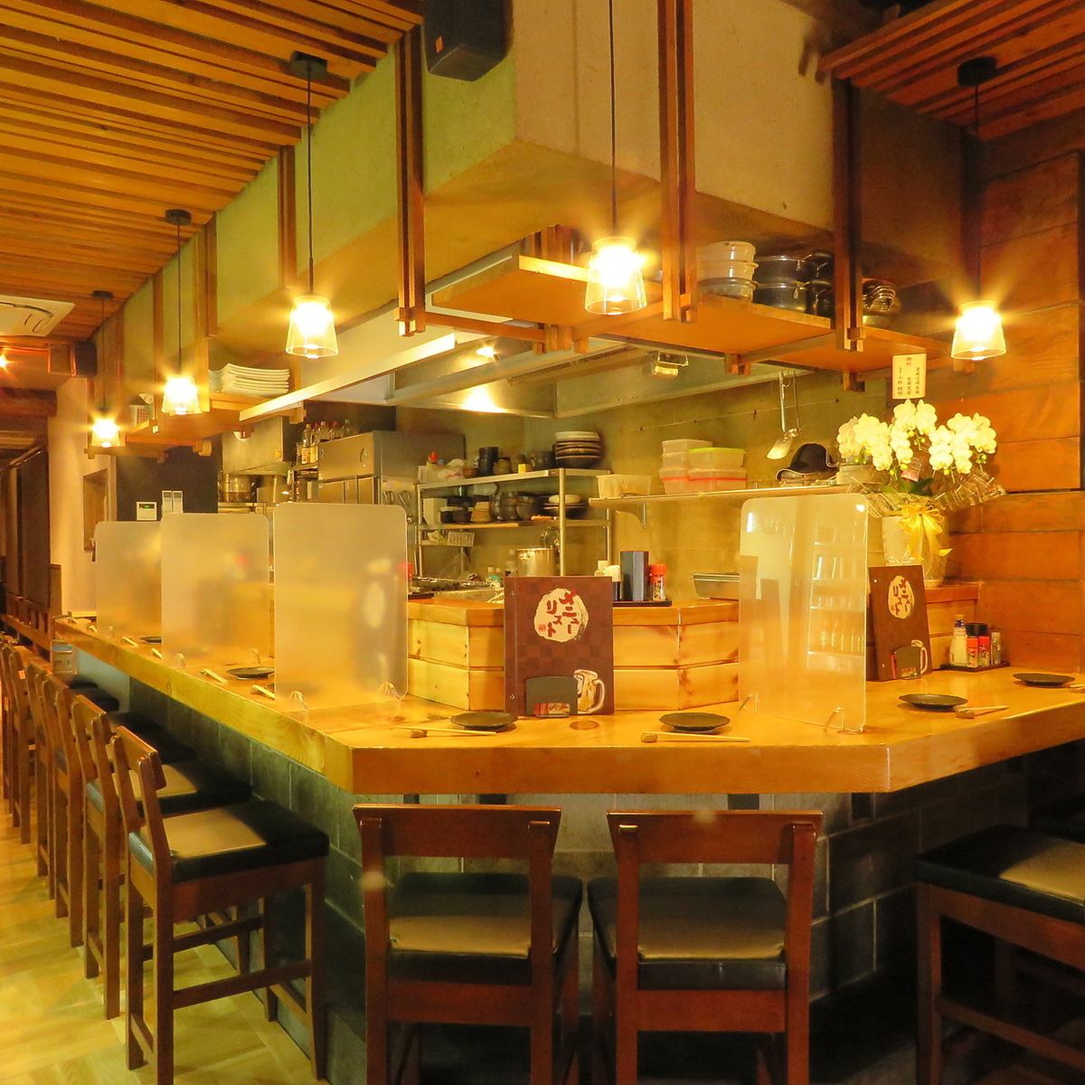 Counter seats where you can watch the food being cooked right in front of you!