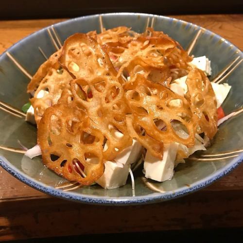 Lotus root and tofu salad