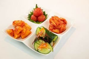 Assortment of 4 kinds of kimchi