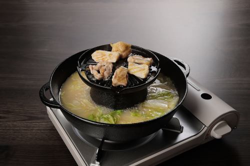 "Yamadori's Local Chicken Grilled Hot Pot" - The soup is nurtured with the fat from grilled chicken.