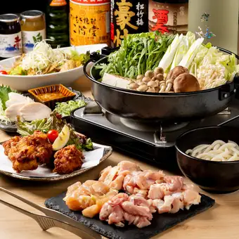 忘年会・宴会に◆本格鶏すきコース◆120分飲み放題(L.O30分前)付き<全6品>4800円(込)