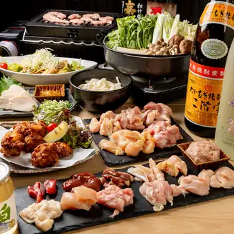 本格鶏すきと地鶏の鉄板焼き◆7500円コース◆滞在時間180分！（飲み放題LO.30分前）