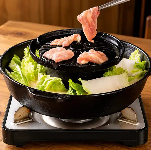 "Yamadori's Local Chicken Grilled Hot Pot" - The soup is nurtured with the fat from grilled chicken.
