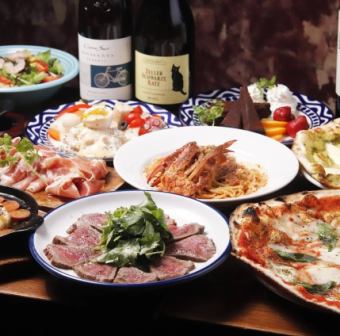【高級套餐】180分鐘無限暢飲，包括30種著名的披薩和什錦火腿，共12種菜餚★4,500日元