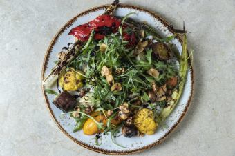 Wood-fired grilled seasonal vegetable salad