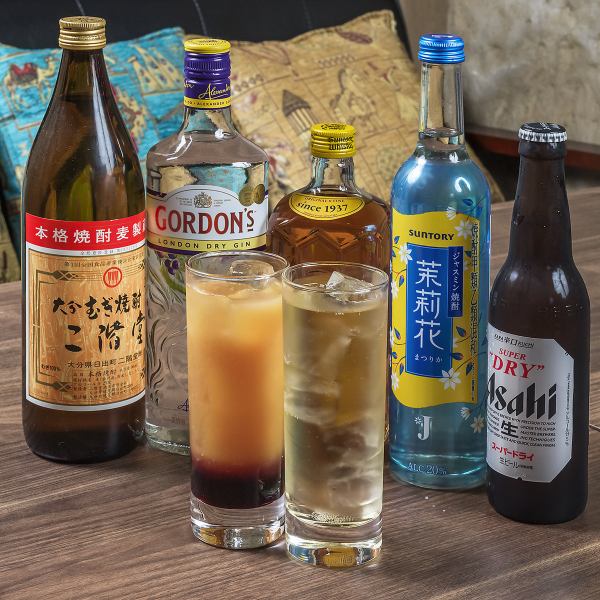 【二次会や終電までのご利用にも！】単品飲み放題　2,200円（税込）（＊2時間飲み放題　15分前Ｌ.O.)