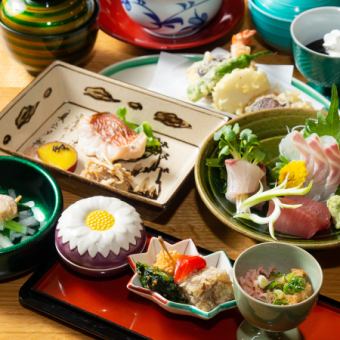 [For important parties] Shinjuku Gochisouya's recommended mini-kaiseki course with tempura and sashimi, 3,300 yen