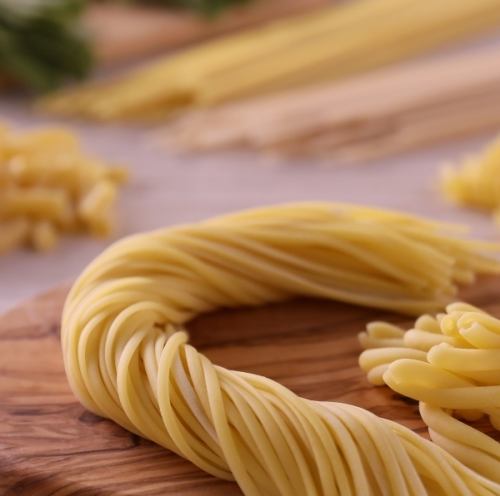 The pasta is made with chewy fresh pasta.