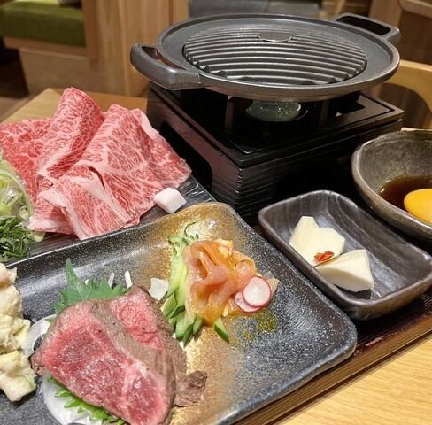 [Gozen menu] You can enjoy grilled shabu-shabu, shabu-shabu, steak, and more.