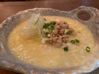 Rice porridge with chicken stock