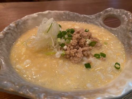 Rice porridge with chicken stock