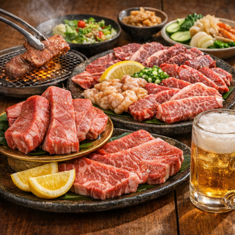 【厚切り牛タン×特選和牛】極み宴会コース7,500円|飲み放題付き(生ビールあり)